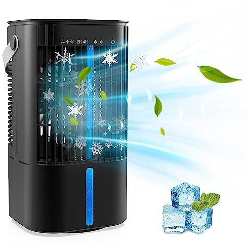Climatiseur Portable, Personnel Refroidisseur d'air Portatif, 1L Climatiseurs Mobile Silencieux, Mini Clim Climatisation, 90° Oscilación, 3 Vitesses, Ventilateur, Purificateur d'air, Maison, Bureau