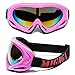 MIGAGA UV Protection Ski Goggles Adjustable Portable Motorcycle Bicycle Goggles Dustproof Scratch-Resistant CS Army Tactical Military Goggles Windproof Snowmobile Eyewear Outdoor Riding Glasses (Pink)