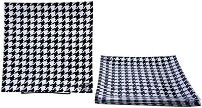 Dinner Plates Set of 4 - 10.5 Inch Square Houndstooth Pattern