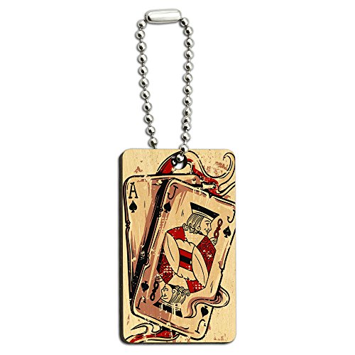Ace Jack of Spades - Deck Cards Poker Gambling Wood Wooden Rectangle Key Chain