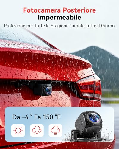 REDTIGER F7N-N Dash Cam Auto 4K Fronte e Retro, WiFi 5.8GHz 20MB/s con APP, Dashcam 2160P/FHD GPS Preciso, WDR, Schermo 3.18", Visione Notturna, Monitor Parcheggio 24H (Senza Scheda)