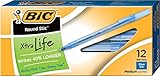 BIC Round Stic Xtra Life Ball Pen, Medium Point (1.0 mm), Blue, 12-Count
