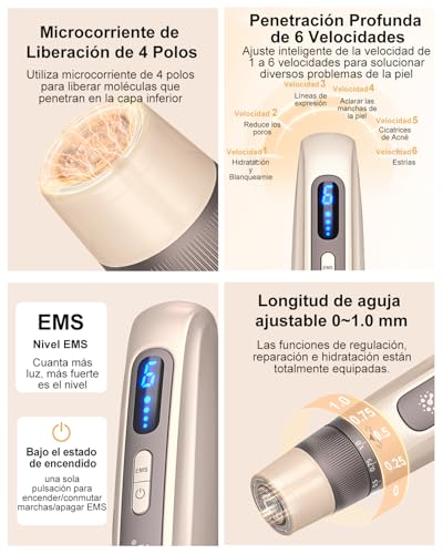 Hydra.Pen H5 Microneedling Pen, Automatic Serum Applicator with Microcurrent EMS, Professional Wireless Microneedling for Skin Care, Wrinkles, Scars and Hair Loss, Gold