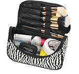 Women Cosmetic Bag With Zipper and Mirror,PortableFun Makeup Case Organizers Toiletry Kit Pouch