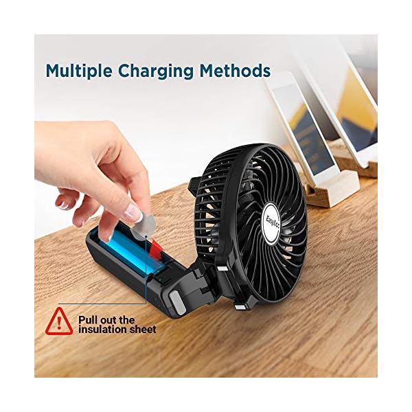 EasyAcc-Handheld-Electric-USB-Fans-Mini-Portable-Outdoor-Fan-with-Rechargeable-2600-mAh-Foldable-Handle-Desktop-for-Home-and-Travel-Black EasyAcc Handheld Electric USB Fans Mini Portable Outdoor Fan with Rechargeable 2600 mAh Foldable Handle Desktop for Home…