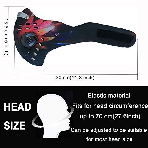 Cycling Sports Running Outdoor Mask Activated Carbon Dustproof Gas PM2.5 Dust Anti Pollution Anti Pollen Allergy Filtration Exhaust Gas Mask Mouse-Muffle Ski Training with 2 Valves 2 N99 Filters