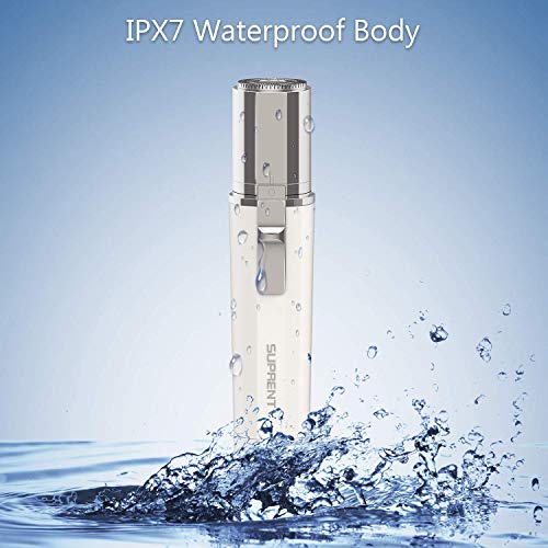 SUPRENT Facial Hair Removal for Women, Facial Hair Remover for Cheek, Lips, Chin and Neck, IPX7 Waterproof, 1 AA Battery-Include (Crystal White)