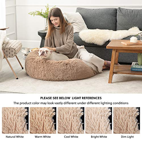 Bedsure Calming Dog Bed for Large Dogs Donut Washable Large Pet Bed