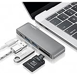 Type-C USB 3.0 5 in 1 Combo Hub for MacBook, Aluminum Multi-Port Adapter with USB-C Charging Port, Type-C Pass Through, 2 USB 3.0 Ports, SD/Micro Card Reader (Space Grey)