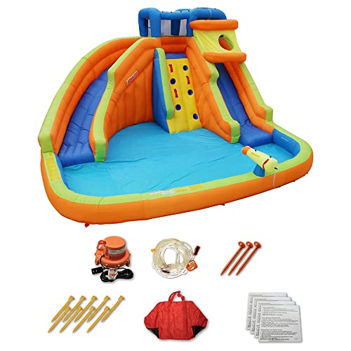 BANZAI Drop Zone Outdoor Backyard Inflatable Water Park Activity Center