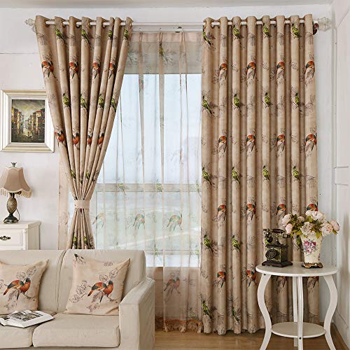 Cortinas opacas con diseño de hojas de pájaros de AutumnDream, estilo