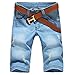 HZCX FASHION Men's Summer Light Weight Blue Short Jeans Slim Brush Denim Shorts