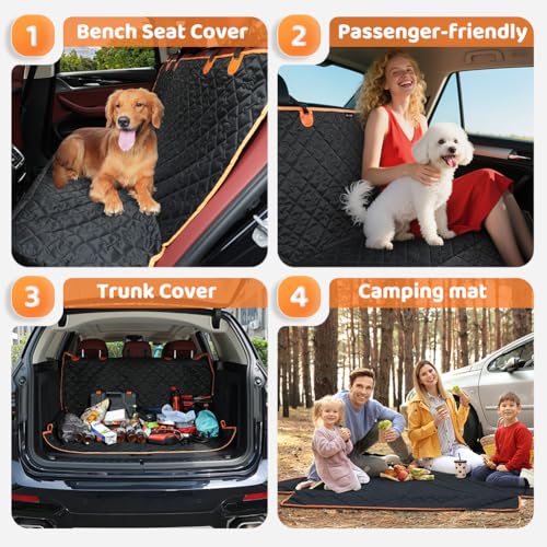 KYG Dog Car Seat Cover | Premium Waterproof & Non-slip Backseat Protector for Pets & Kids | Universal Size 132x58x46cm/52x23x18 inches