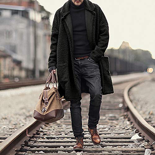 Men's Basic Coat, 2018 Loose Double-Sided Plush Hoodie Top (Green+, 2XL) - Thumbnail 4