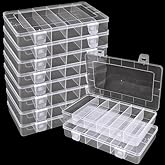 LDHHYH 10 Pack 6 Grids Tackle Box Organizer, Clear Fishing Tackle Boxes, Clear Organizer Box with Dividers, Plastic Storage Organizer Container for Crafts, Beads, Earrings, Screws, Nail, Pins