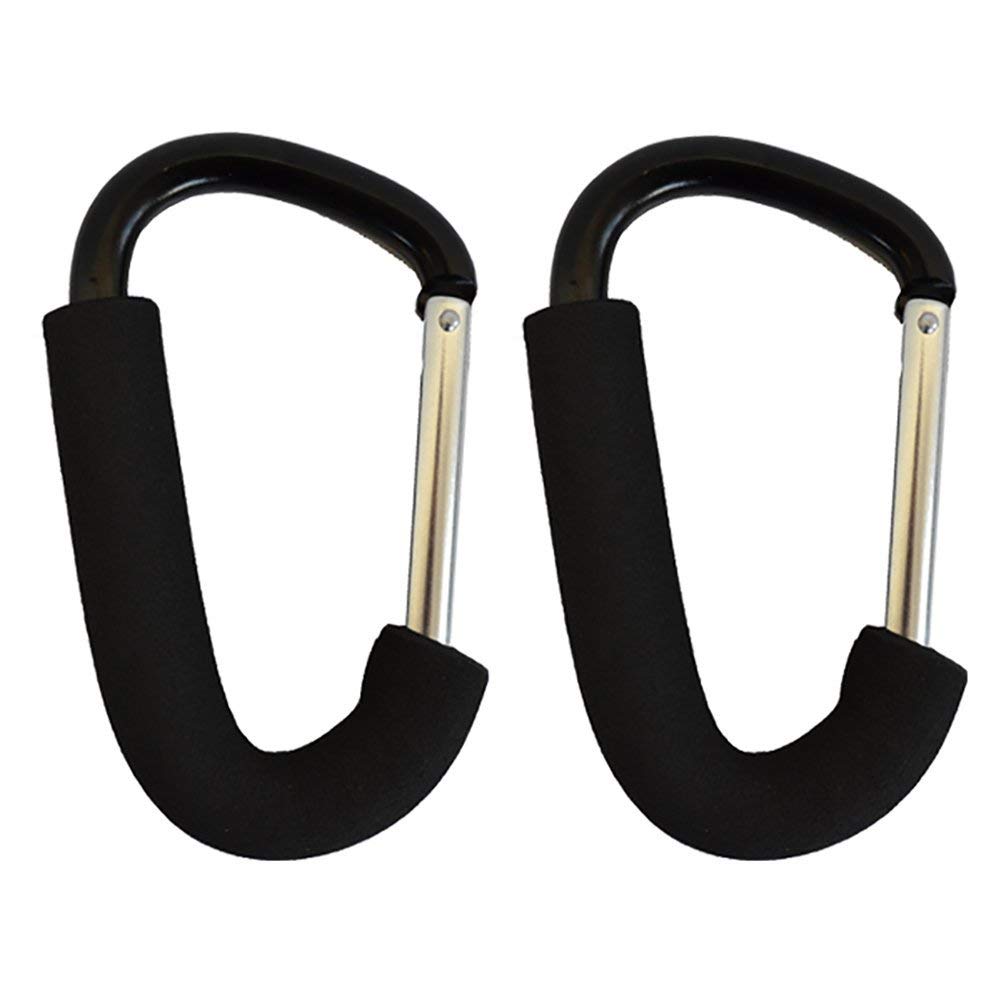 Large Clips for Prams, Pushchairs, Shopping Trolleys - Secure Hooks Black
