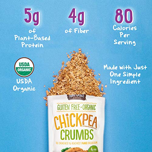 WATUSEE FOODS Organic Chickpea Crumbs Vegan Chickpea Breadcrumb 6 Pack 7 oz. Bag Gluten Free, Crunchy Panko Alternative Plain