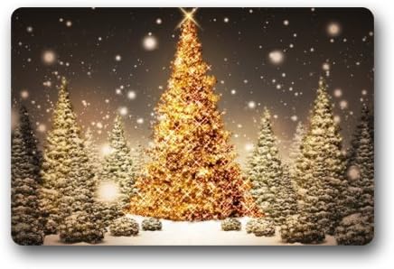 Wonderful Golden Christmas Tree Art Doormat Rug Indoor/Outdoor/Front Door/Bathroom Mats£¬Bedroom Doormat 23.6"(L) x 15.7"(W)