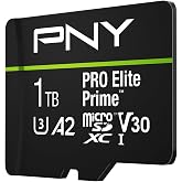 PNY 1TB PRO Elite Prime C10 U3 V30 A2 microSDXC Flash Memory Card | Ultra-Fast Speeds, Up to 200MB/s Read, Up to 150MB/s Write, UHS-I, 4K UHD, Full HD, For Smartphones, Drones, Action Cameras