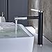 Fapully Contemporary Bathroom Sink Faucet with Rotating Spout 11.8 inch Tall Vessel Sink Faucet,Chrome & Black