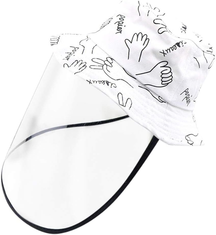 Malltop Anti-spitting Protective Hat Clear Face Shield Dustproof Cover Kids Boys Girls Fisherman Cap Hat