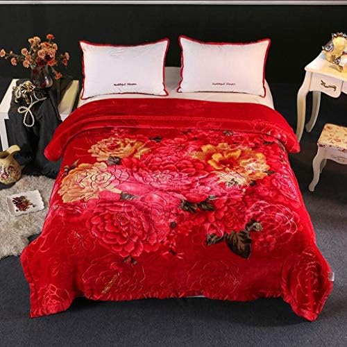 エアコン毛布 マット 大きな赤い花柄秋と冬のモデルクリスタルカバーは 個々