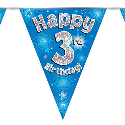 3rd Birthday Blue Birthday Party Flag Banner Bunting Age 3