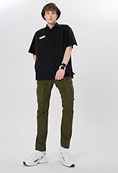 Plaid&Plain Men's Cargo Pants Slim Fit with 3D