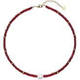 Beaded Necklaces for Women Gemstone Necklace with Freshwater Pearl Crystal Beaded Necklace Natural Stone Summer Beach Bead Choker Boho Necklaces for Women