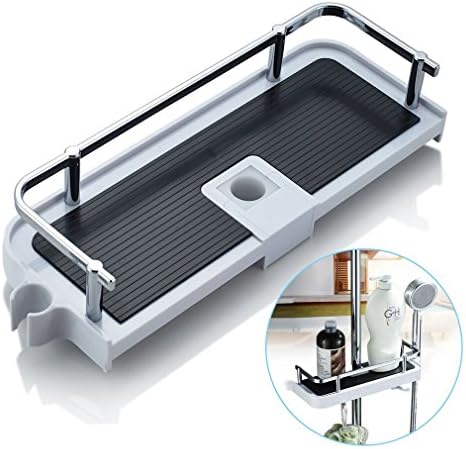 ROVATE Adjustable Shower Caddy Shelves for Slide Bar, Muti-function Rust Resistant Bathroom Storage Holder for Soap Shampoo Conditioner and Other Bathroom Accessories