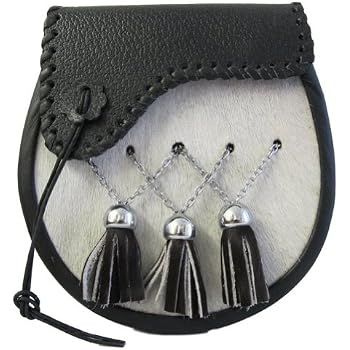 Sporran écossais Pour Garçon - Cuir, Fourrure De Lapin, Badge Chardon - Accessoire Traditionnel Kilt