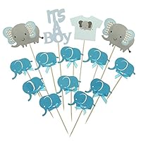 Shxstore Gray and Blue Elephant Cake Cupcake Topper Picks For It