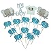 Shxstore Gray and Blue Elephant Cake Cupcake Topper Picks For It's A Boy Baby Shower Birthday Themed Party Decorations Supplies
