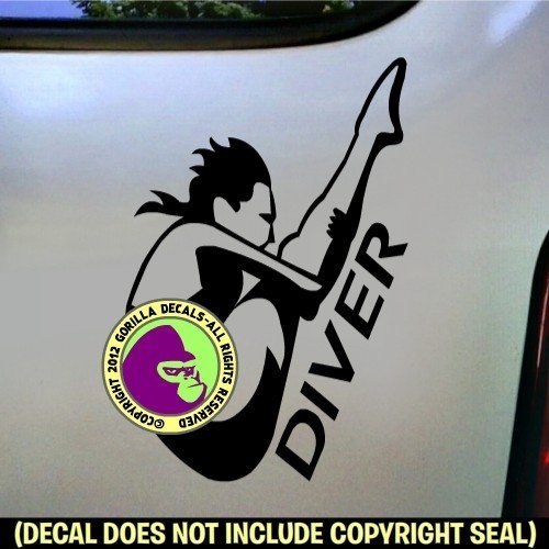 DIVER FEMALE Springboard Vinyl Decal Sticker E