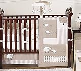 Sweet Jojo Designs 9-Piece Little Lamb, Sheep Animal Farm Baby Boy Girl Unisex Bedding Crib Set