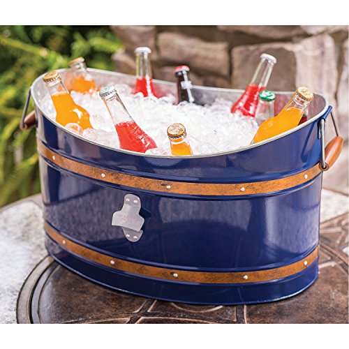 Giftburg Galvanized Stand Metal Collapsible 9.5 Gallon Beverage Tub