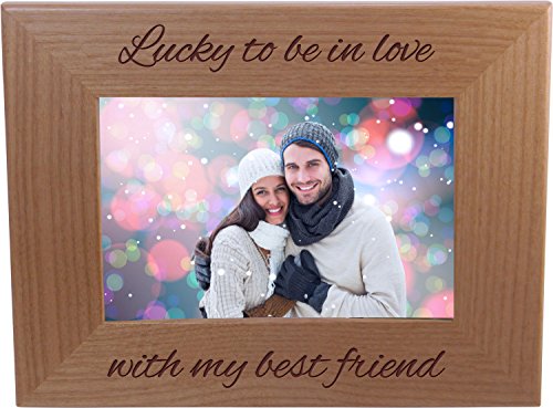 CustomGiftsNow Lucky to Be in Love with My Best Friend 4-inch x 6-Inch Wood Picture Frame