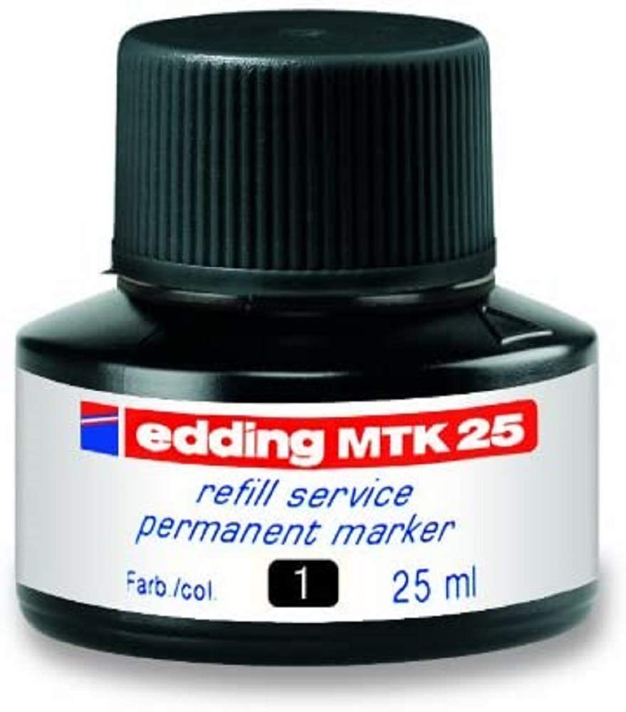 Edding EMTK25001 MTK25 Refill Ink for Permanent Marker, 25ml Volume, Black 001, Pack of 10,4-MTK25001