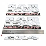 Yoaoo 3x OEM Chrome Ram 3500 Heavy Duty Plus 4x4 Emblem Badge 3D Emblem Decal Nameplates Flat Letter New Matte