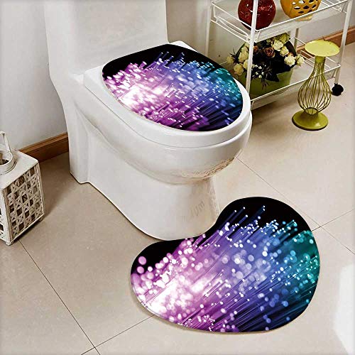 Analisahome Non Slip Bath Shower Heart shaped foot pad abstract view of fiber optics 2 Pieces Microfiber Soft