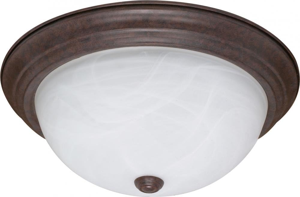 Nuvo 60/207 Flush Mounted Dome Light Fixture, 15", Old Bronze/Alabaster