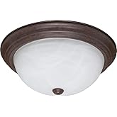 Nuvo 60/207 Three Light Flush Mount, 15", Old Bronze/Alabaster Glass