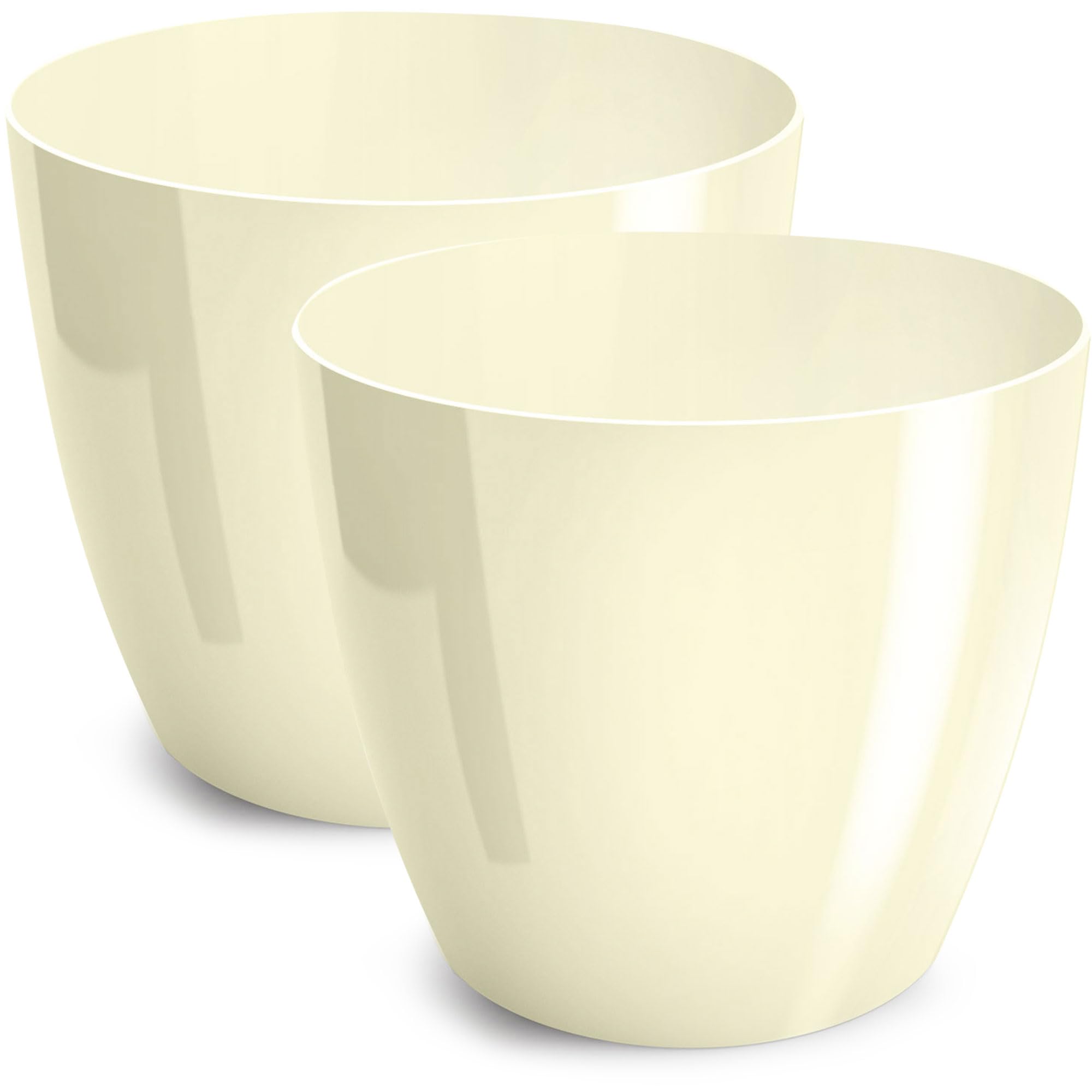 PECZEKO Flower Pot Shiny Plastic Planter Decorative Pot for Large and Small Plants, Set of 2 Flower Pot, Flower Pot Herb Pot, (2 Pack) Ecri, Diameter 16 cm