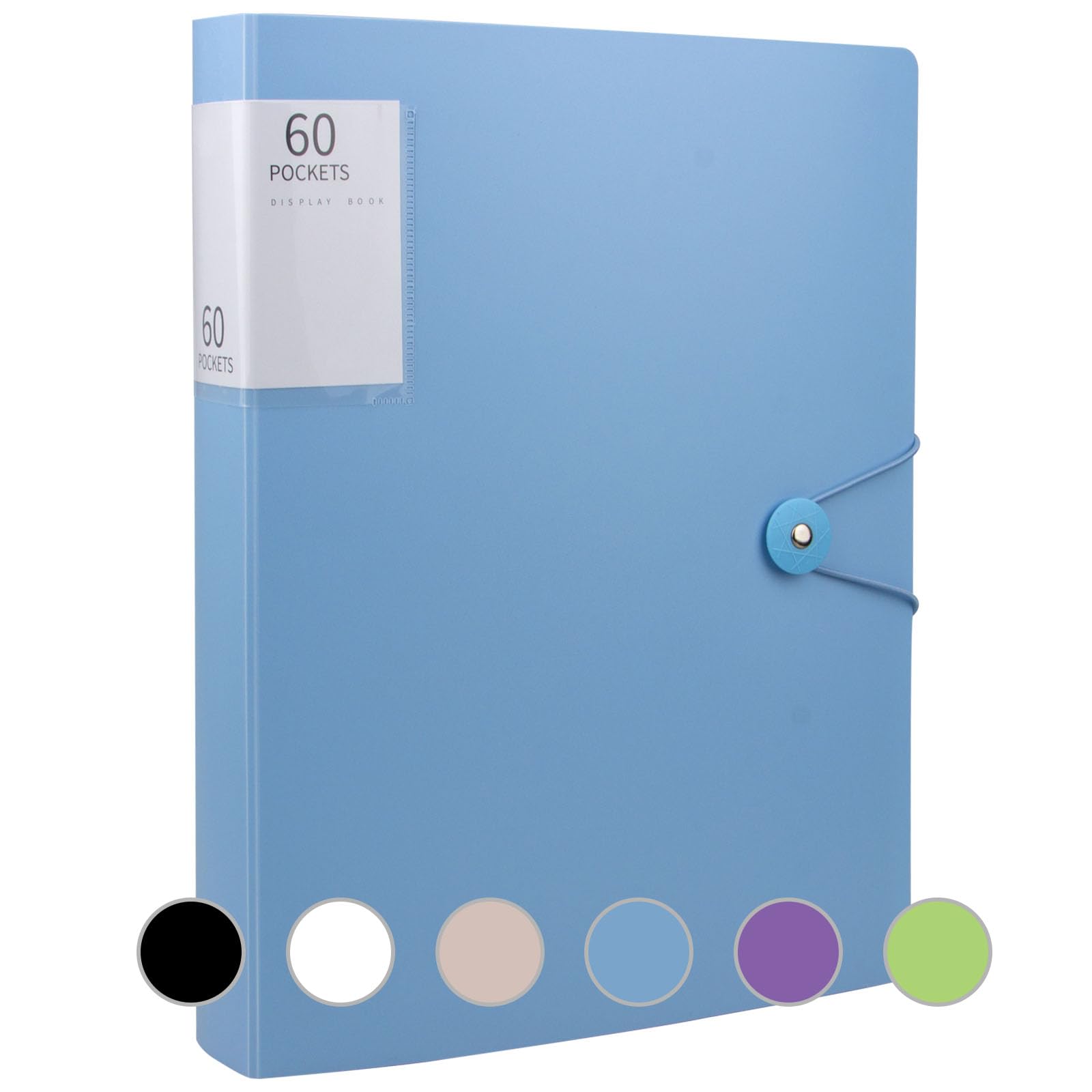 A4 Display Book 60 Pockets, Display Folders A4 with Pockets, Presentation Display Folder for Office, Presentations, Filing, Insurance Financial Document, Interviews(Blue)
