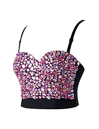 Charmian - Sujetador con pedrería para mujer, colorido