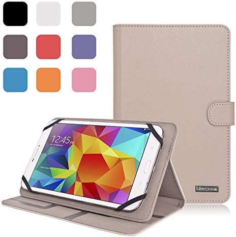 Bluezoon Universal Folio Case for 7.0 Inch 8.0 Inch Tablet, Leather Stand Protector Case Cover with Multi-angle Stand for 7" 8" Touchscreen Tablet, Dragon Touch, Chromo Inc, ProntoTec, NeuTab, Nextbook, Tagital, Alldaymall, Astro Queo, iRulu, ASUS, Acer, Toshiba, RCA, iView, Dell, HP, iPad mini, Nexus, Galaxy Tab, Android tablet (Fit for Device Dimension Between:4.37inch*7.40inch and 5.06inch*8.62inch) (Light Grey)