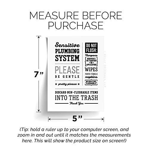 5x7" *UNFRAMED Print Cute Do not Flush Bathroom Sign Septic System Sensitive Plumbing No Feminine Sanitary Products Tampons Paper Towels Decor Hotel Restaurant Office airbnb Art DÃ©cor Toilet Be Gentle