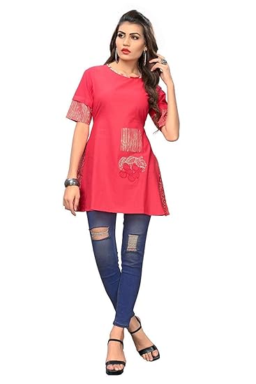 Navabi Export Womens Cotton A-Line Kurti Top (VF-KU-173)
