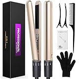 Flat Iron for Hair, GOOLEEN Professional 1 Inch Ceramic Tourmaline Hair Straightener, 2 in 1 Hair Curler and Straightener with 3D Floating Plates Dual Voltage Adjustable Temperature 255-450Â°F (Gold)