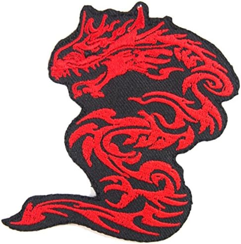 Chinese Dragon Biker Tattoo Embroidered Iron on Patch # Red